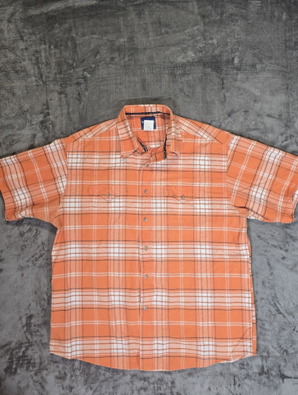 Vintage Wrangler Western Shirt Orange Plaid Button Up Shirt Size XL